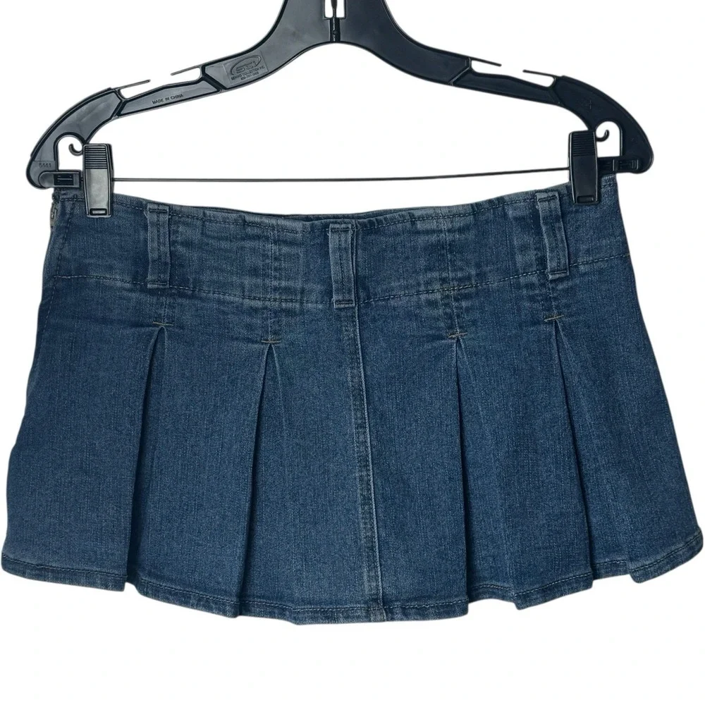 Y2K Almost Famous‎ Micro Mini Denim Pleated Skort Low Rise Grunge Skater S